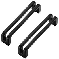 HDJNal Cabinet Pulls Stainless Steel Black Kitchen Drawer Pulls Cabinet Handles Double-bar Design,Drawer Pulls for Cabinets, Dresser, Bathroom ,Hole distance:96mm