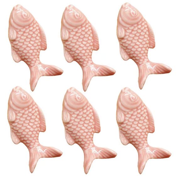HDJNal  Drawer knob -6PCS Retro Simple Style Fish shape Ceramic Cabinet Handle Pull