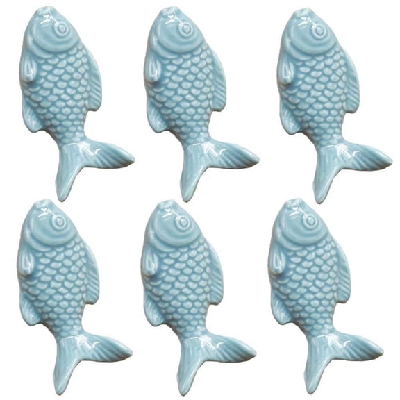 HDJNal  Drawer knob -6PCS Retro Simple Style Fish shape Ceramic Cabinet Handle Pull