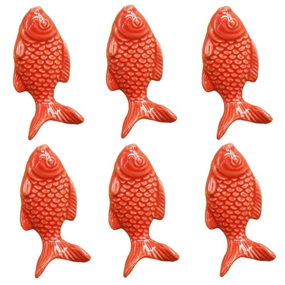 HDJNal Drawer knob -6PCS Retro Simple Style Fish shape Ceramic Cabinet Handle Pull