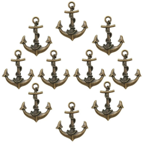 HDJNal Set of 10 pcs ,Nautical Ship's Anchor Knobs Cupboard Dresser Wardrobe Cabinet Handles Nautical Theme Retro Knobs Furniture Drawer Decorative Pulls Knobs,Bronze