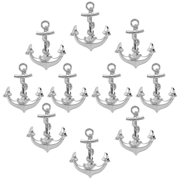 HDJNal Set of 10 pcs ,Nautical Ship's Anchor Knobs Cupboard Dresser Wardrobe Cabinet Handles Nautical Theme Retro Knobs Furniture Drawer Decorative Pulls Knobs ,Chrome