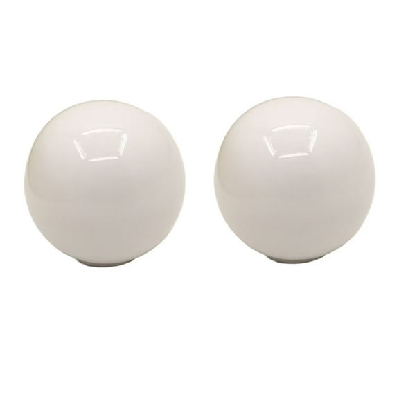 HDJNal Set of 2, White Ceramic Knobs - Kitchen Cabinet Cupboard Door knobs, Round Ball Shape Vintage Pull Handles for Furniture, Drawer Handles - Vintage Shabby Chic (33mm Diameter)