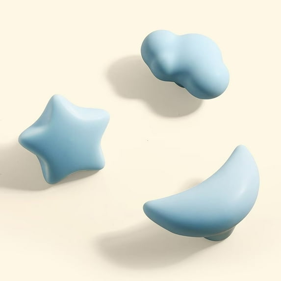 HDJNal Set of 3, Blue Ceramic Knobs - Kitchen Cabinet Cupboard Door knobs, Decorative Cabinet Knob Pull Handles for Girl's Room Drawer Cabinet Decoration, Drawer Handles
