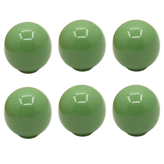 HDJNal Set of 6,Green Ball Shape Ceramic Knobs with Screws - 33mm Diameter - Round Vintage Pull Handles for Home & Office Furniture - Kitchen Cabinet, Drawers & Cupboard Doors