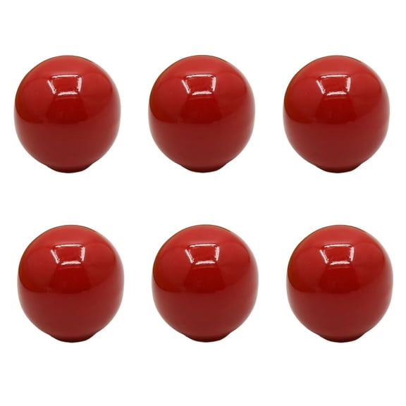 HDJNal Set of 6,Red Ball Shape Ceramic Knobs with Screws - 33mm Diameter - Round Vintage Pull Handles for Home & Office Furniture - Kitchen Cabinet, Drawers & Cupboard Doors