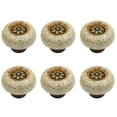 thumbnail image 1 of HDJNal Set of 6,Round Shape Ceramic Knobs with Screws - 32mm Diameter - Round Vintage Pull Handles for Home & Office Furniture - Kitchen Cabinet, Drawers & Cupboard Doors (Bronze-White), 1 of 7