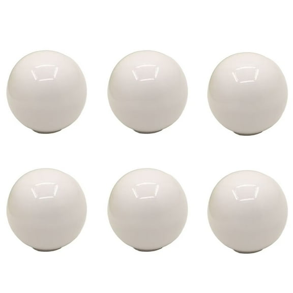 HDJNal Set of 6,White Ball Shape Ceramic Knobs with Screws - 33mm Diameter - Round Vintage Pull Handles for Home & Office Furniture - Kitchen Cabinet, Drawers & Cupboard Doors