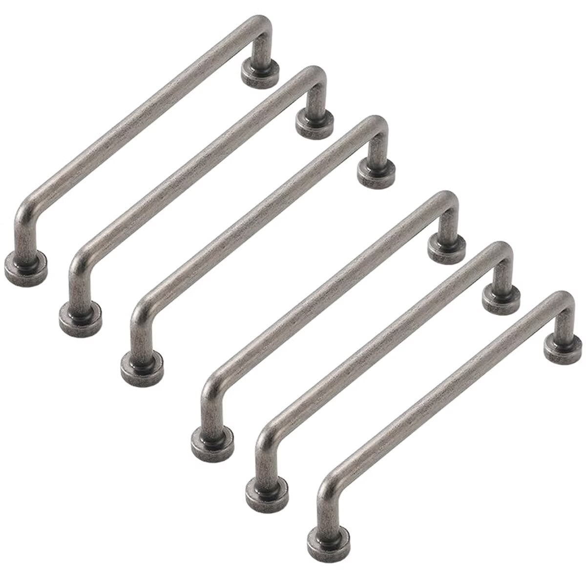 HDJNal Set of 6 pcs, 128mm Antique Cabinet Drawer Knobs,Vintage Retro Silver Bar Knob,zinc Alloy Solid Drawer pulls for Kitchen, Cupboard, Wardrobe, Dresser