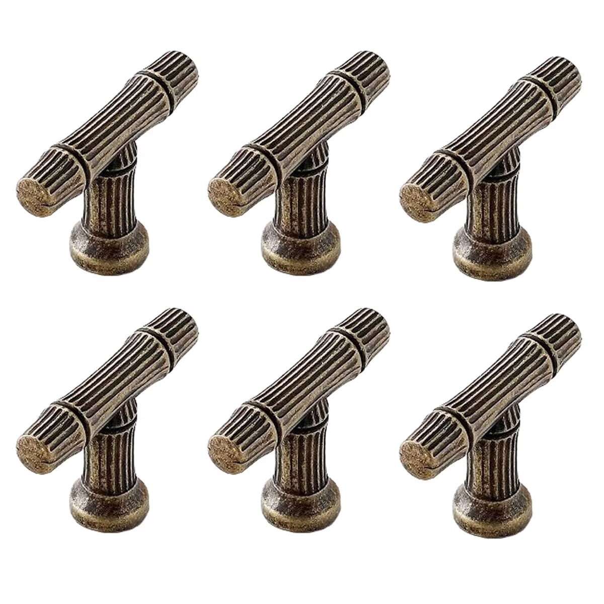 HDJNal Set of 6 pcs, Antique Bronze Cabinet Drawer Knobs,Vintage Retro Brass T Shape Bar Knob,zinc Alloy Solid Drawer pulls for Kitchen, Cupboard, Wardrobe, Dresser ZuJie02A