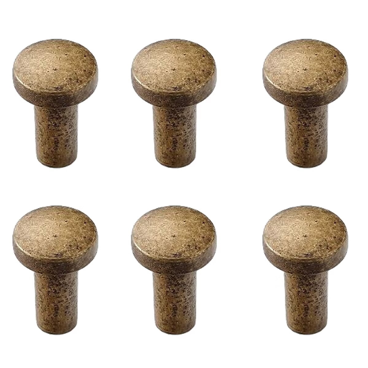 HDJNal Set of 6 pcs, Antique Round Bronze Cabinet Drawer Knobs,Vintage Retro Brass Bar Knob,zinc Alloy Solid Drawer pulls for Kitchen, Cupboard, Wardrobe, Dresser
