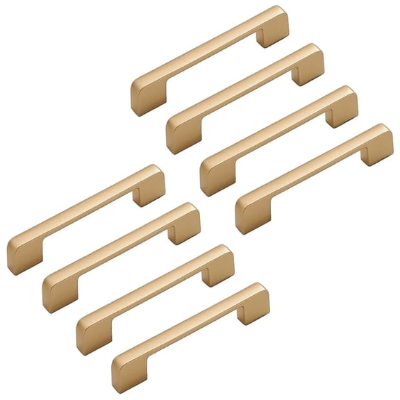 HDJNal Set of 8 ,128mm Flat Sandy Gold Square Bar Furniture Pulls/Handles/Knobs,Kitchen Cabinet Knobs Cabinet Pulls Drawer Knobs Kitchen Cabinet Hardware Kitchen Handles