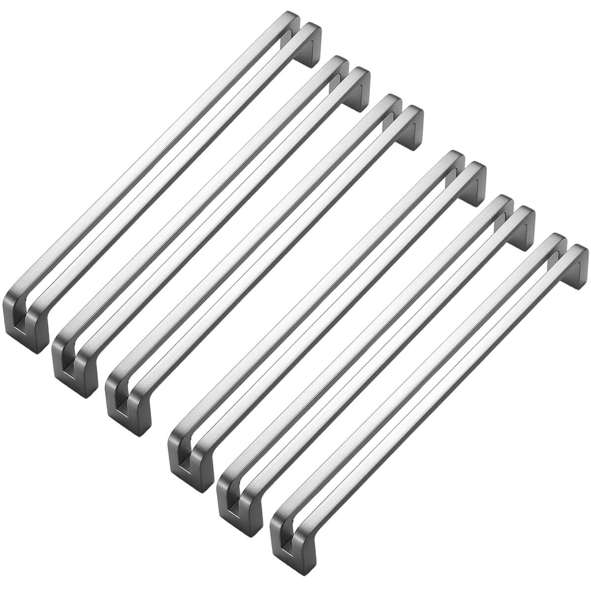 HDJNal Stainless Steel Nickel brushed Cabinet Pulls Cabinet Hardware Kitchen Handles for Cabinets Cupboard Handles Drawer Pulls ,Double-bar Design,Hole distance:192mm