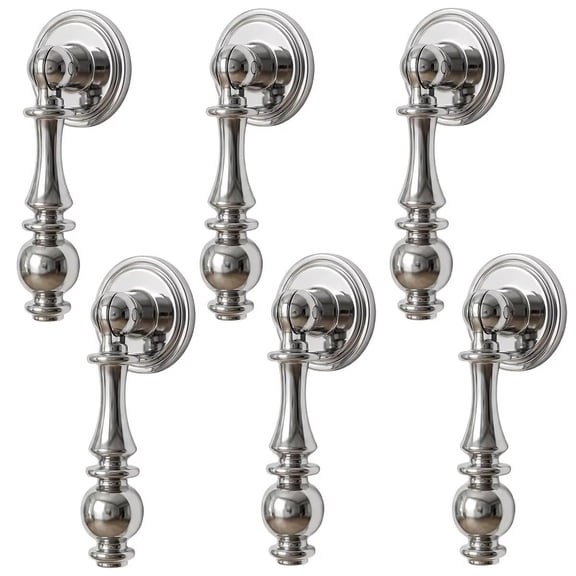 HDJNal Vintage Pendant Cabinet Pulls Polished Nickel Drop Drawer Handles Zinc Alloy Decorative Dresser Hardware for Kitchen Cabinets Cupboard Wardrobe Furniture Elegant Retro Style (6 Pack)