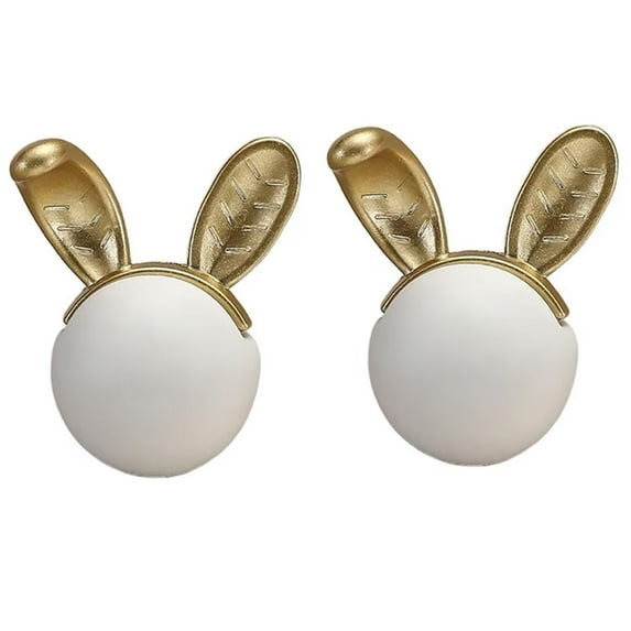 HDJNal White Rabbit Shape Cabinet Knobs - Set of 2 - Ceramic Drawer Pull Handle Kitchen Cupboard Wardrobe Knob Kid's Room Decorative Furniture Hardware