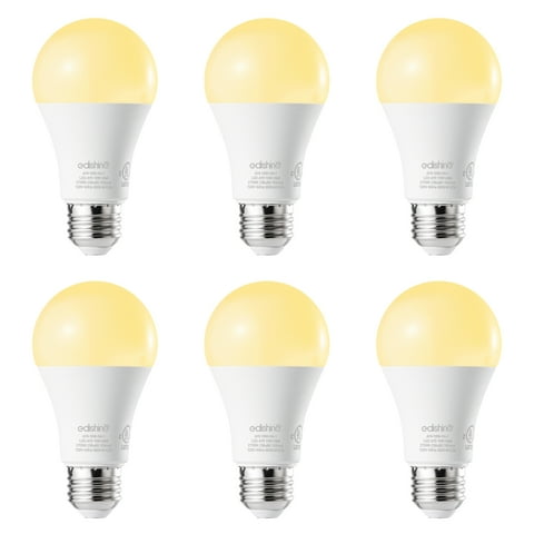 EDISHINE 6-Pack Dimmable LED Light Bulbs 60 Watt Equivalent 2700K Warm White 800 Lumen A19 LED Bulbs E26 Base
