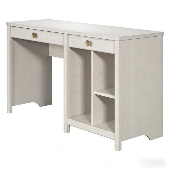 HDLNM Dover Edge Computer Desk with Drawers, Glacier Oak Finish, Compact Home Office Desk with Storage for Laptop and Essentials