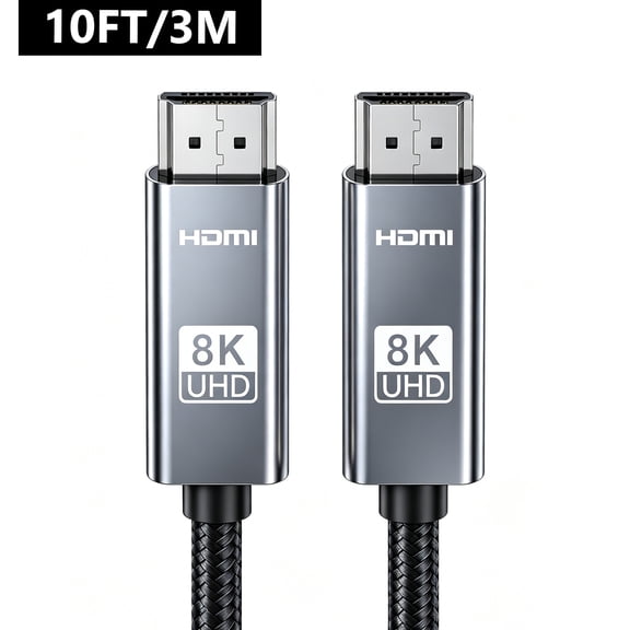 Atzeste 8K 10FT HDMI 2.1 Cable, Certified Ultra High Speed 48Gbps HDMI Cord, 8K@60Hz, 4K@240Hz/120Hz, eARC HDR10 Dolby Vision HDCP 2.2/2.3 Compatible with PS5, Switch 2, Roku TV, Blu-ray, Mac mini