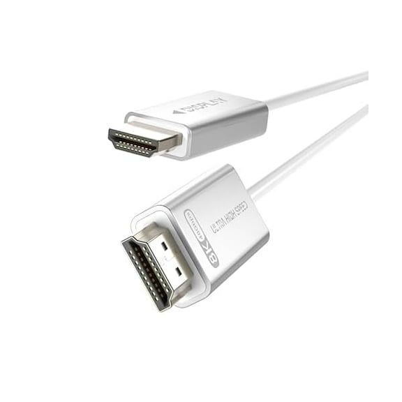 HDMI 2.1 Cable 6.6ft White 4K 8K Fiber Optic HDMI Cable[8K@60Hz 4K@120Hz,48Gbps,Dynamic HDR,eARC,HDCP 2.2&2.3, 3D] Compatible with 4090,RX 7900 XTX,Monitor,PS5,Soundbar