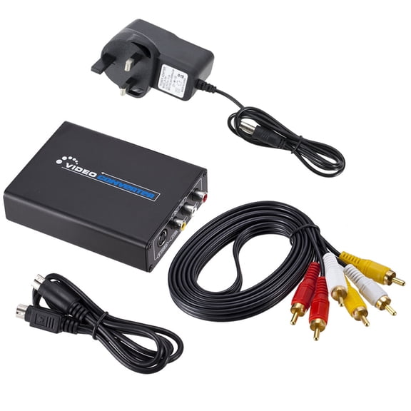 HDMI to 3RCA CVBS Composite & S-Video Converter, 1080P HDMI to AV RCA L/R Audio Upscaler Adapter Supports PAL NTSC for Old TV VHS Projector Blu-ray Game Console