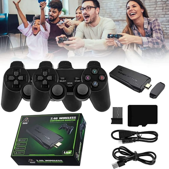 HDMI 4K TV Game Stick 64G 10000+ Game Video Game Consoles + 2× Wireless Gamepad