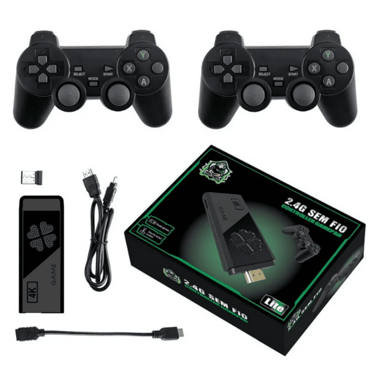 HDMI 4K TV Nostalgia Game Stick 64G 10000+ Game Video Game Consoles + 2×  Wireless Gamepad