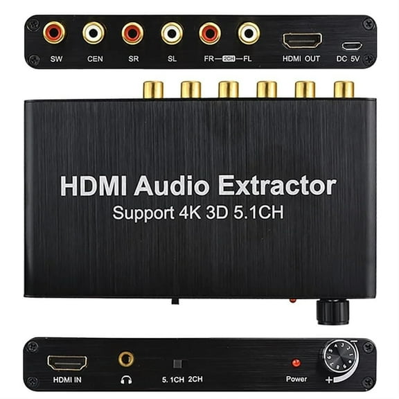 HDMI 5.1 Audio Decoder , hdmi audio extractor 4K 5.1  Digital-to-Analog Converter, Compatible with HDTV, Blu-ray, DVD, PS3 and Network Player