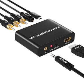 HDMI ARC Adapter, ARC Audio Extractor with Digital Optical TOSLINK SPDIF/Coaxial and Analog 3.5mm L/R Stereo HDMI ARC to RCA Audio Converter Compatible with HDTV Soundbar Amplifier