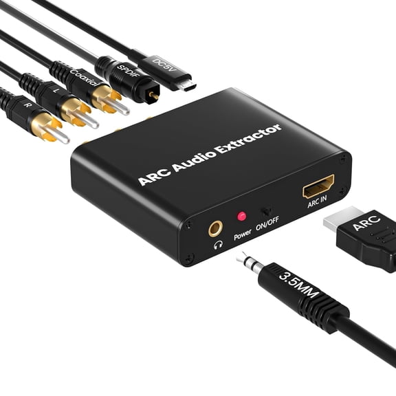 HDMI ARC Adapter, ARC Audio Extractor with Digital Optical TOSLINK SPDIF/Coaxial and Analog 3.5mm L/R Stereo HDMI ARC to RCA Audio Converter Compatible with HDTV Soundbar Amplifier