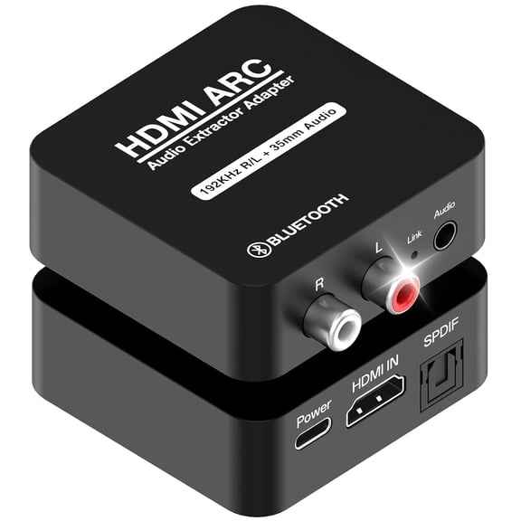 HDMI ARC Audio Converter,Digital Optical SPDIF Signals to Analog 3.5mm Jack and RCA (L/R) Stereo Audio Adapter for Soundbar,Speaker,Amplifier, Bluetooth 5.3 Receiver, Compatible with ARC Smart TV