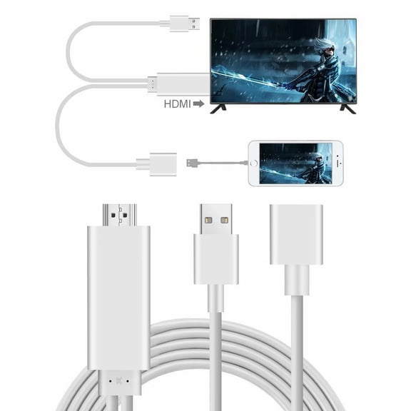 HDMI Adapter Cable,High Speed HDMI Digital AV Adapter 1080P HDTV Cord Compatible with iPhone X/8/7/6/plus iPad iPod iPhone to HDMI Cable,Plug and Play