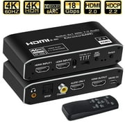 HDMI Audio Extractor,AUBEAMTO 2x1 HDMI Switch to HDMI + Optical Toslink SPDIF + 3.5mm Audio Jack + Coaxial + 7.1Ch HDMI Audio Support ARC and eARC Function for Apple TV PS4
