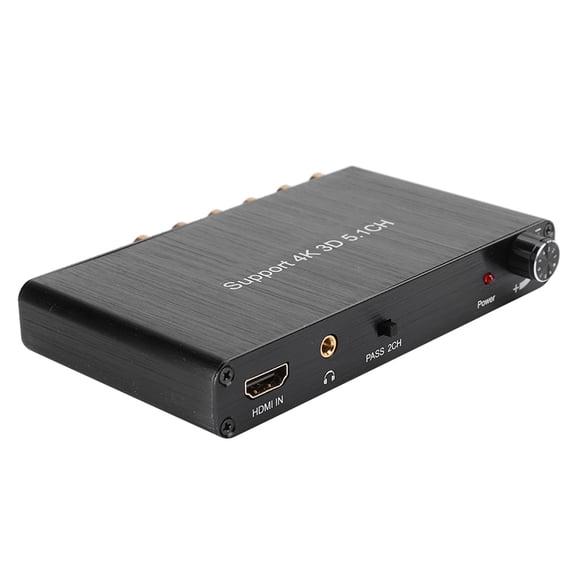 HDMI Audio Extractor Decoder Converter, 4K 3D 5.1CH Digital to Analog Audio Adapter for Dolby, 110-240V UK Plug, Black
