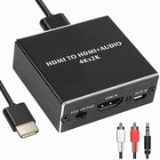 HDMI Audio Splitter 4K x 2K, HDMI Audio Extractor with Optical SPDIF Toslink & 3.5mm Stereo Output, 5.1CH / 2CH / Pass-Through Audio Modes, HDMI to Audio Converter for TV, PS5, Xbox, Roku   DC 5V Pow