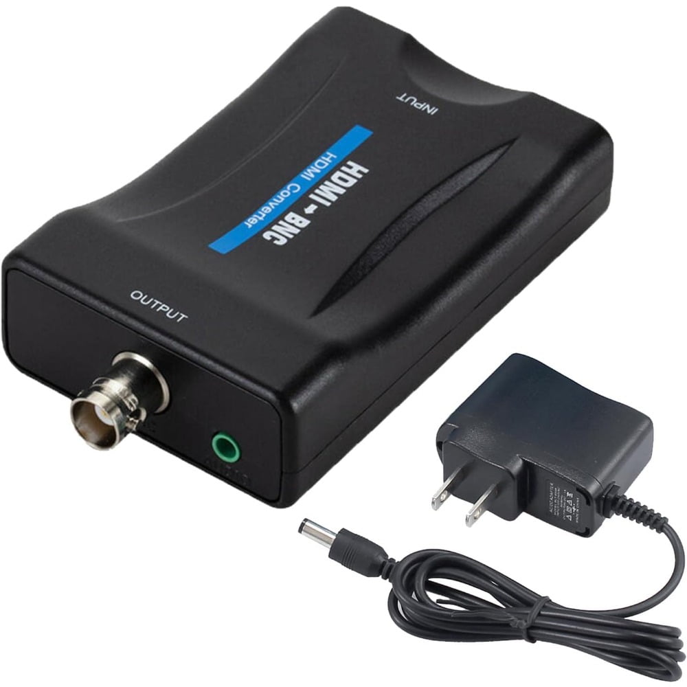 HDMI to BNC Converter Adapter - HD Digital Video in Female BNC Coax Connector Composite Box w/ 3.5mm Audio Out for PS3 PS5 DVD DVR Security Camera CVR CCTV Image Coaxial Analog CVBS Signal Monitor TV