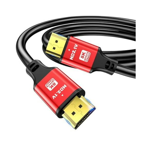 HDMI Cable 15ft, 48Gbps 8K@60Hz 4K@120Hz, HDCP 2.2 & 2.3, DTS:X, HDR 10 Compatible with Roku TV/eARC/3D/PS5/HDTV/Laptop/Blu-ray High Speed HDMI Cable(Red)