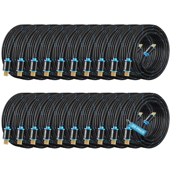 Maximm 4K HDMI Cable 20 Pack 15 Feet – High-Speed HDMI Cord 18 Gbps, Supports 4K 60Hz, Nylon Braided