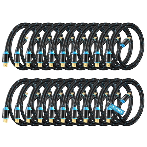 Maximm 4K HDMI Cable 20 Pack 1 Foot – High-Speed HDMI Cord 18 Gbps, Supports 4K 60Hz, Nylon Braided