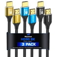 thumbnail image 1 of HDMI Cable 8k (Maximm Cable?s New Upgraded Design) HDMI 2.1, 12ft, Certified 48Gbps, 8K@60Hz 18Gbps 4K@120Hz Ultra High-Speed Gaming HDMI Cable, 8k/4k Cable, 3 Pack, UL-Listed, 1 of 7