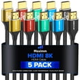 thumbnail image 1 of HDMI Cable 8k (Maximm Cable?s New Upgraded Design) HDMI 2.1, 15ft, Certified 48Gbps, 8K@60Hz 18Gbps 4K@120Hz Ultra High-Speed Gaming HDMI Cable, 8k/4k Cable, 5 Pack, UL-Listed, 1 of 7
