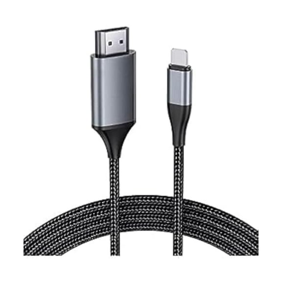 HDMI Cable for iPhone, Upgraded 1080P HDTV HDMI Cable Adapter Connector, Digital AV Video Sync Screen Compatible Converter for iPhone/i-Pad Devices, No Need Power Supply (6.6 ft, Grey)
