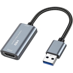HDMI Capture Card USB 3.0, 1080P 60FPS Video Capture Card, 4K@30Hz HDMI to USB A Capture Adapter for Streaming, Gaming, Recording, OBS, PS5, Xbox, Switch, DSLR Camera, Windows Mac Linux