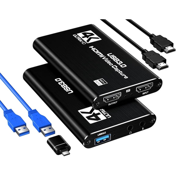 HDMI Capture Card, USB 3.0 1080P 60FPS Video Capture Card with HDMI Loop-Out & Mic Input, Low Latency Game Capture for Streaming, Compatible with PS5/PS4/Xbox/Switch/Camera, OBS Windows Mac