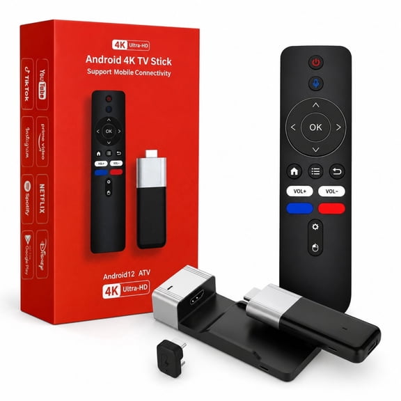 HDMI to CarPlay Adapter for Cars, Android 12 Entertainment Adapter, 4K Ultra HD Output, Dual-Band WiFi, Screen Mirroring, Remote Control & Touch Support, Compatible with Wired CarPlay Vehicles