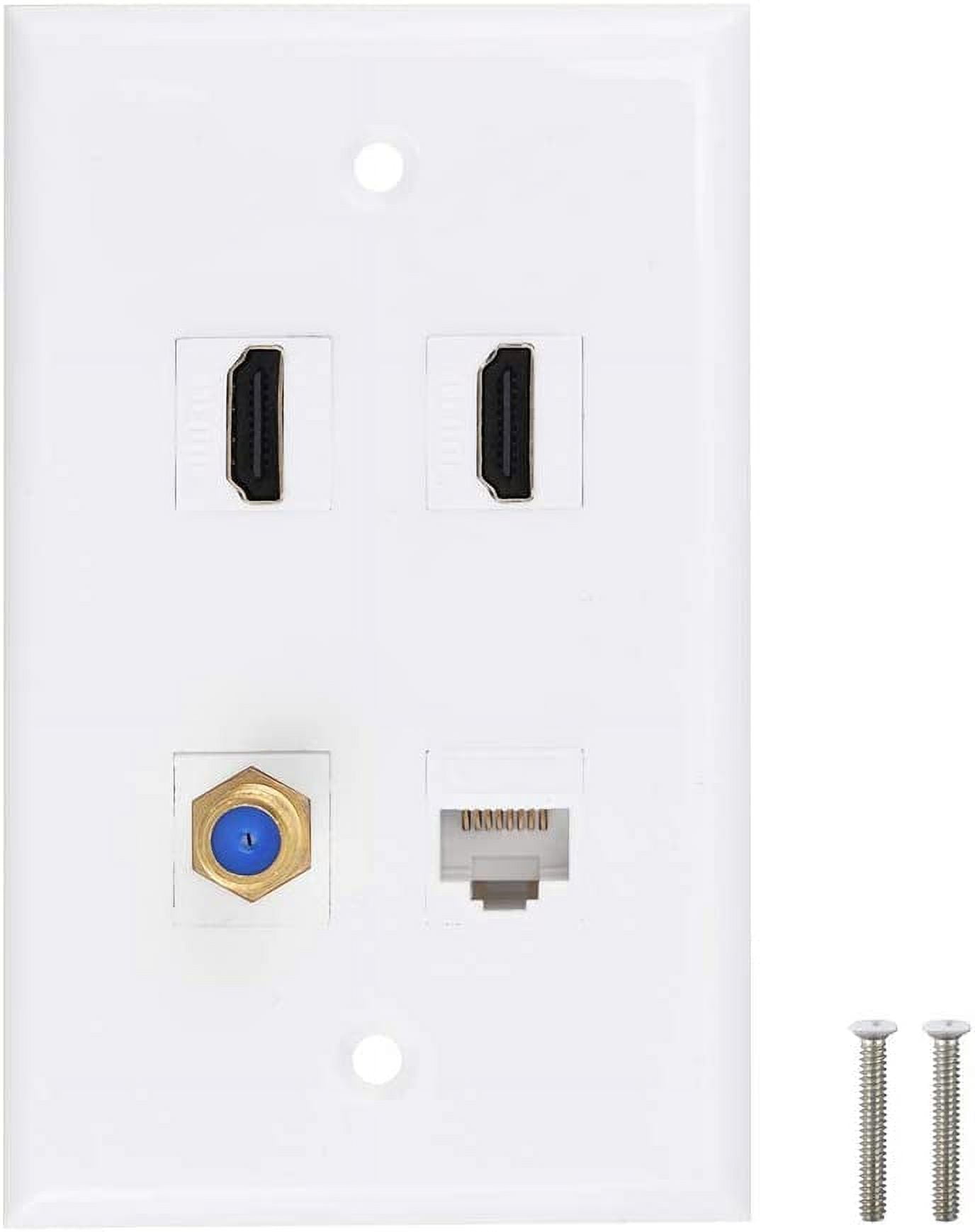 HDMI Coax Wall Plate 4K HDMI, Coax, CAT6 Keystone Female to