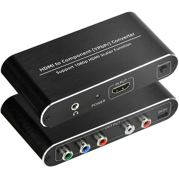 HDMI to Component Converter, HDMI to YPbPr 5RCA RGB R/L Converter V1.4 with R/L Audio Output Support for MacBook, Blu-Ray, DVD, PS4, DVD, PSP, Xbox 360