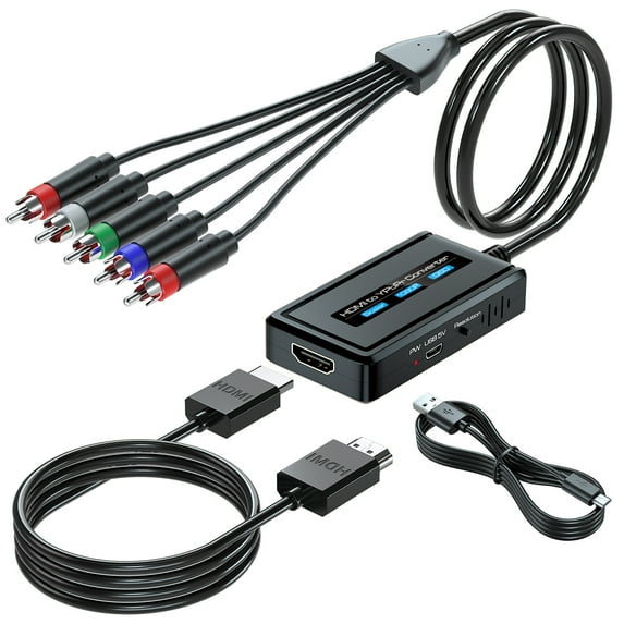 HDMI to Component Scaler Converter, 1080P HDMI to YPbPr RGB Converter with Scaling Function, HDMI In to Component Out Converter Compatible with DVD PS3 PS4 HDMI Streamning Stick