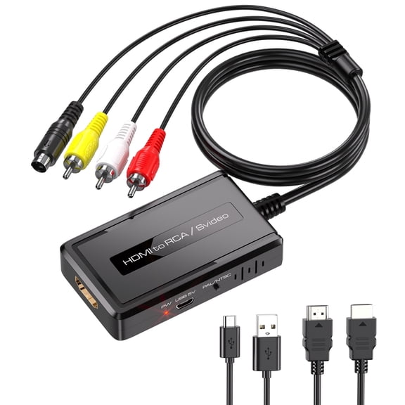 HDMI Composite AV to S-Video RCA Converter, Adapter Kit with HDMI, RCA and S-Video Connection Cables