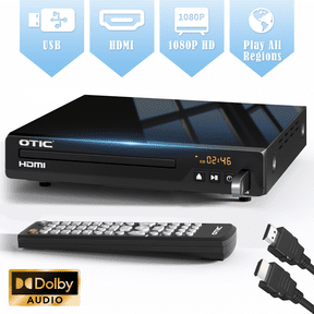 OTIC Mini HDMI DVD Player for TV, Dolby Audio Metal Housing Compact CD Player for Home with USB Port and AV Coaxial Output, Include Remote Control