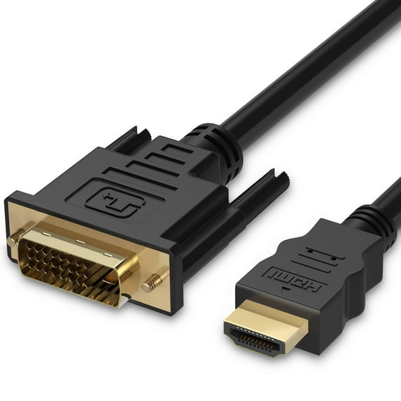 Fosmon DVI to HDMI adapter cable 6 ft black, HDMI male to DVI-D 24+1 male adapter